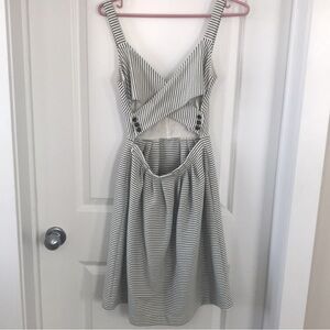 ANTHROPOLGIE Striped Criss Cross Back Fit and Flare Dress, Size XS